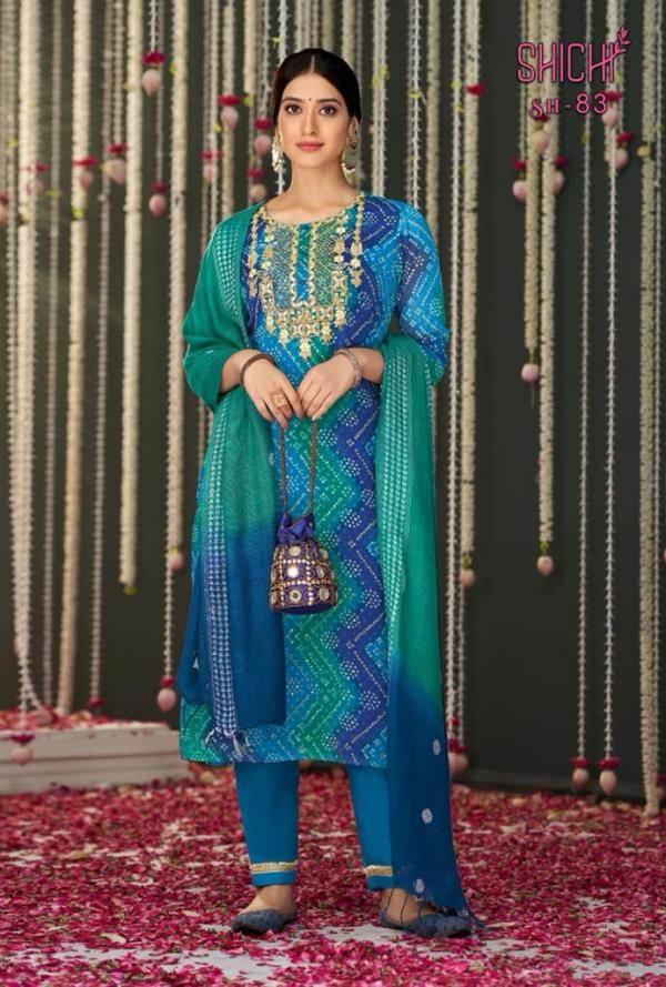 Shichi Bandhej Collection Festive Wear Rayon Designer Readymade suit